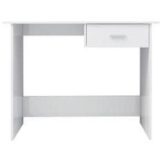 Vidaxl Pisalna miza visok sijaj bela 100x50x76 cm iverna plošča