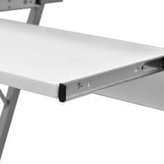 Vidaxl Računalniška miza z izvlečno polico za tipkovnico Beli zaključek