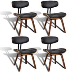 Vidaxl Jedilni stoli 4 kosi ukrivljen les in umetno usnje