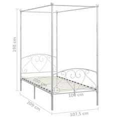 Vidaxl Posteljni okvir z ogrodjem za baldahin bel kovinski 100x200 cm