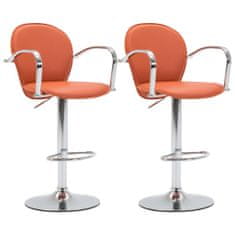 Vidaxl Barski stolčki z naslonjali za roke 2 kosa oranžno umetno usnje
