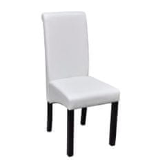 Vidaxl Jedilni stoli 4 kosi belo umetno usnje
