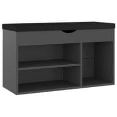 Vidaxl Klop za čevlje z blazino siva 80x30x47 cm inženirski les