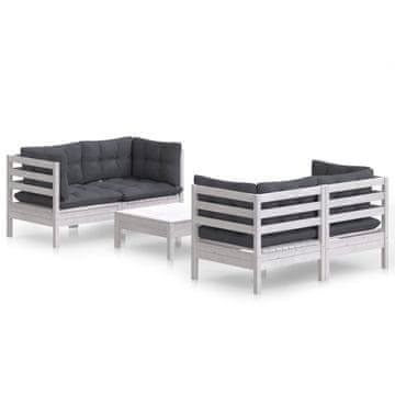 Vidaxl Vrtna sedežna garnitura 5-delna s blazinami borovina