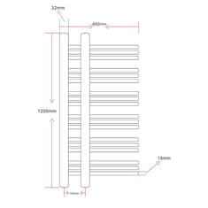 Vidaxl Kopalniški cevni radiator za centralno ogrevanje E oblike 600x1200 mm