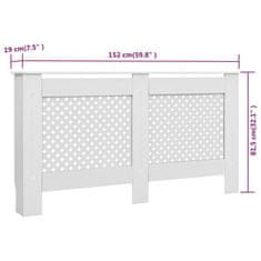 Vidaxl Pokrovi za radiatorje 2 kosa beli 152x19x81,5 cm mediapan