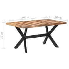 Vidaxl Jedilna miza 160x80x75 cm trden les z medenim zaključkom