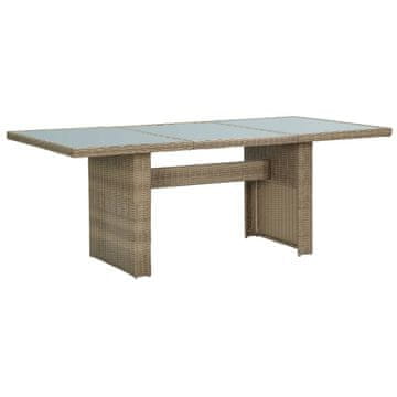 Vidaxl Vrtna jedilna miza 200x100x74 cm steklo in poli ratan
