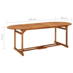 Vidaxl Vrtna jedilna miza 220x90x75 cm trden akacijev les