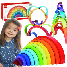 Tooky Toy Igrače za igrače Montessori Mavrične lesene kocke