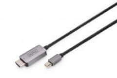 Digitus 8K@60Hz. M/M; mini DP na HDMI; kabelski adapter Alu ohišje; črn; 1m