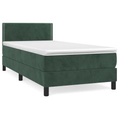 Vidaxl Box spring postelja z vzmetnico temno zelen 90x190 cm žamet