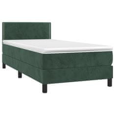 Vidaxl Box spring postelja z vzmetnico temno zelen 90x190 cm žamet