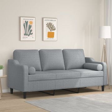 Vidaxl vidaXL Trosed z blazinami, svetlo siv, 180 cm, blago