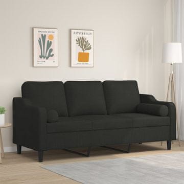 Vidaxl vidaXL Trosed z blazinami, črne barve, 180 cm, blago