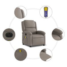 Vidaxl Električni masažni naslanjač taupe blago