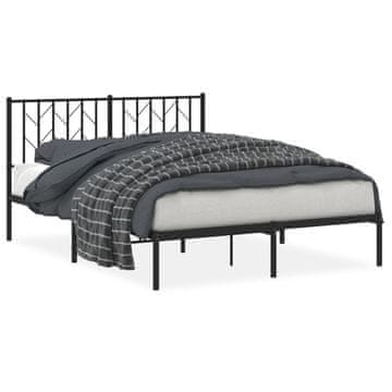 Vidaxl Kovinski posteljni okvir z vzglavjem črn 140x190 cm