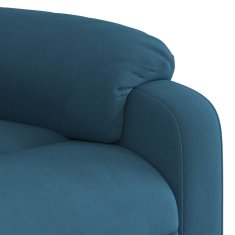 Vidaxl Masažni naslanjač s funkcijo vstajanja moder žamet