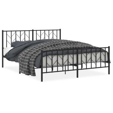 Vidaxl Kovinski posteljni okvir brez vzmetnice s podnožjem 160x200 cm