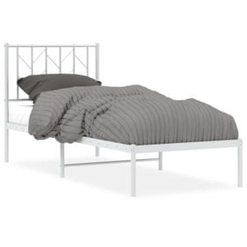 Vidaxl Kovinski posteljni okvir brez vzmetnice z vzglavjem 75x190 cm