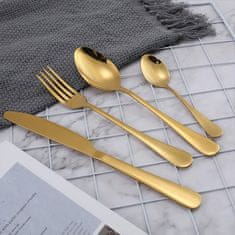Cool Mango Komplet luksuznega jedilnega pribora, servirni pribor, s prenosljivo škatlo za pribor, zlat, 6 žlic + 6 vilic + 6 nožev + 6 žličk, 20 cm – Cutlery