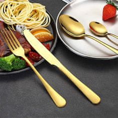 Cool Mango Komplet luksuznega jedilnega pribora, servirni pribor, s prenosljivo škatlo za pribor, zlat, 6 žlic + 6 vilic + 6 nožev + 6 žličk, 20 cm – Cutlery