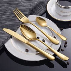Cool Mango Komplet luksuznega jedilnega pribora, servirni pribor, s prenosljivo škatlo za pribor, zlat, 6 žlic + 6 vilic + 6 nožev + 6 žličk, 20 cm – Cutlery