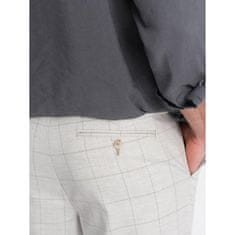 OMBRE Moške kariraste hlače klasičnega kroja V1 OM-PACP-0187 bež MDN124466 L