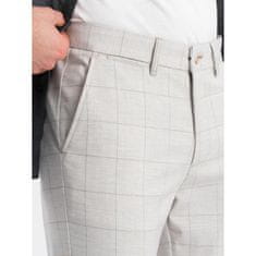 OMBRE Moške kariraste hlače klasičnega kroja V1 OM-PACP-0187 bež MDN124466 L