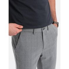 OMBRE Moške kariraste hlače klasičnega kroja V3 OM-PACP-0187 sive barve MDN124468 S