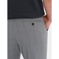 OMBRE Moške kariraste hlače klasičnega kroja V3 OM-PACP-0187 sive barve MDN124468 S
