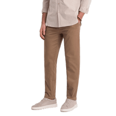 OMBRE Klasične moške hlače chino V2 OM-PACP-0190 rjave barve MDN124477 S