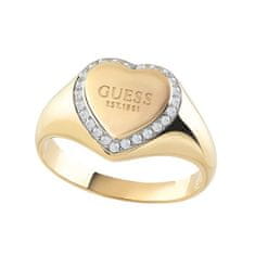 Guess Romantičen pozlačen prstan Fine Heart JUBR01430JWYG (Obseg 52 mm)