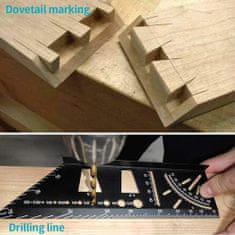 Netscroll  3D orodje za merjenje kotov iz aluminijeve zlitine, mutifunkcionalno ravnilo za obdelavo lesa, merjenje kotov, 45/90 stopinjsko T ravnilo, CornerCraft