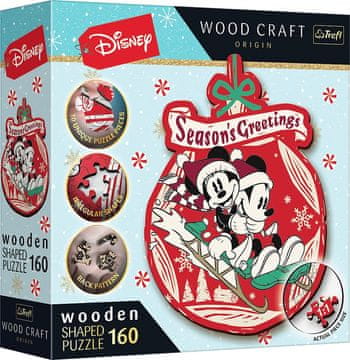 Trefl Wood Craft Origin puzzle Mickey and Minnie's Christmas Adventure 160 kosov