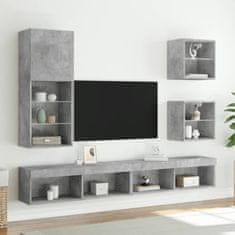 Vidaxl TV omarica z LED lučmi betonsko siva 40,5x30x102 cm