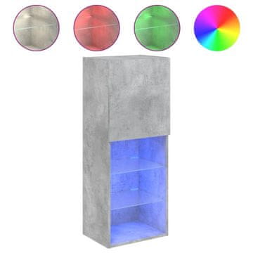 Vidaxl TV omarica z LED lučmi betonsko siva 40,5x30x102 cm