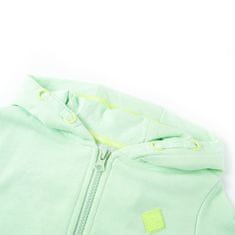 Vidaxl Otroški pulover s kapuco in zadrgo svetlo zelen 128