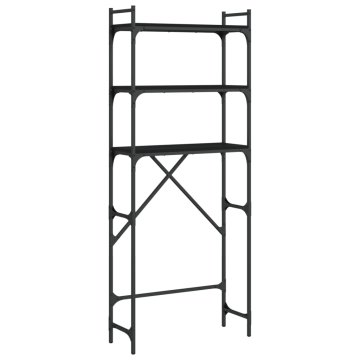 Vidaxl Polica za pralni stroj črna 67x25x163 cm inženirski les