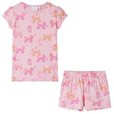 Vidaxl Otroška pižama s kratkimi rokavi svetlo roza 104