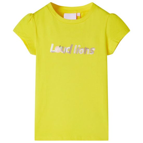Greatstore Otroška majica s kratkimi rokavi živo rumena 116