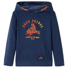 shumee Otroški pulover s kapuco mornarsko melange in oranžna 128