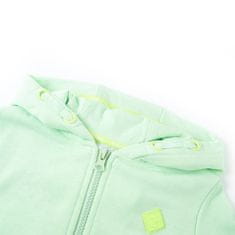 Vidaxl Otroški pulover s kapuco in zadrgo svetlo zelen 116