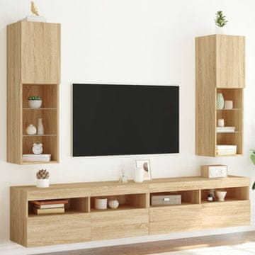 Vidaxl vidaXL TV omarice z LED-sijalko, 2 kosa, hrast sonoma, 30,5 x 30 x 102 cm