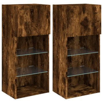 Vidaxl TV omarica z LED lučkami 2 kosa dimljeni hrast 40,5x30x90 cm