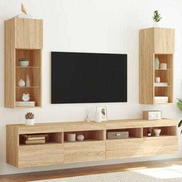 Vidaxl vidaXL TV omarice z LED-sijalko, 2 kosa, hrast sonoma, 30,5 x 30 x 90 cm