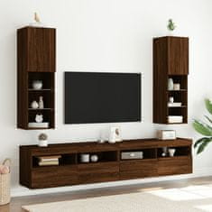 Vidaxl TV omarica z LED lučkami 2 kosa rjavi hrast 30,5x30x102 cm