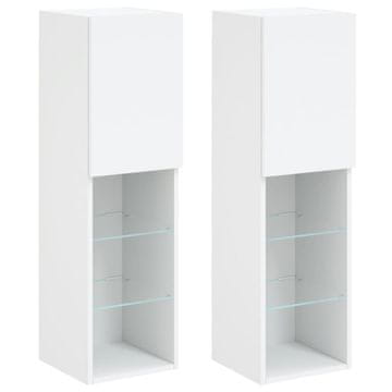 Vidaxl TV omarica z LED lučkami 2 kosa bela 30,5x30x102 cm