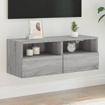 Vidaxl vidaXL Stenska TV omarica, siva, hrast sonoma, 80x30x30 cm