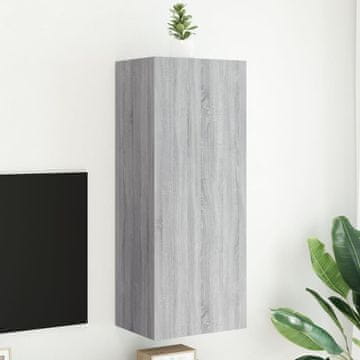 Vidaxl vidaXL Stenska TV omarica, siva, hrast sonoma, 40,5 x 30 x 102 cm